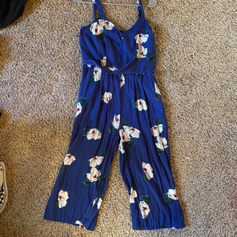 Women’s Small Blue Floral Tank Jumpsuit